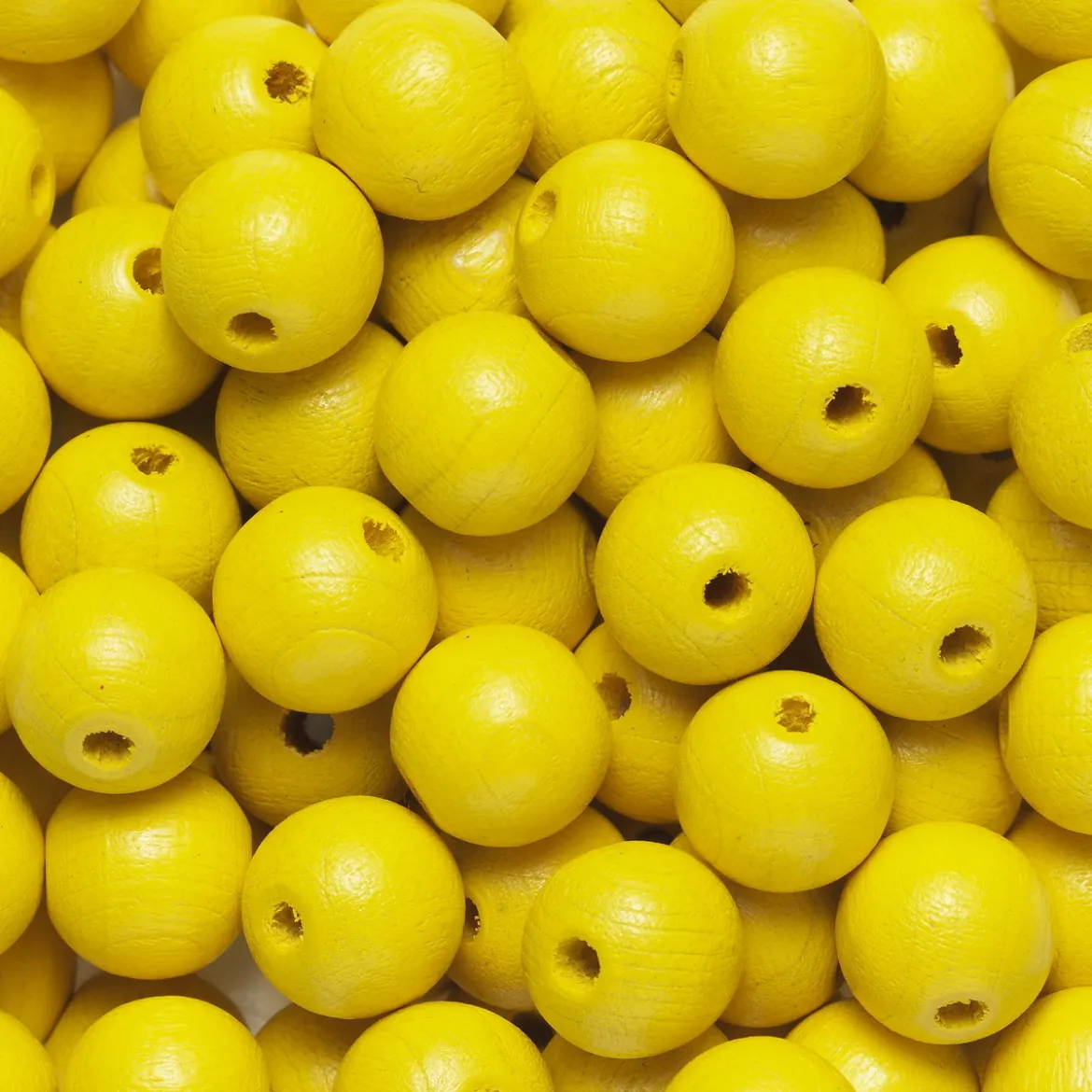 Runda träpärlor Ø10 mm, cirka 100 st. gul