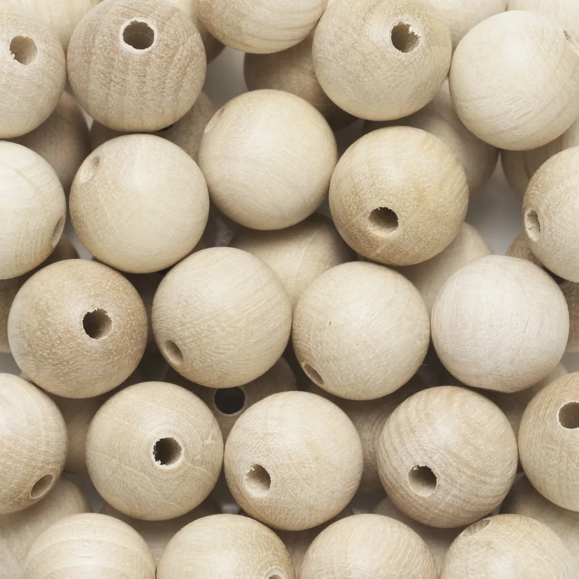 Runda träpärlor Ø12 mm, cirka 75 st. naturfärgade / omålade
