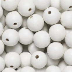 Runda träpärlor Ø12 mm, cirka 75 st. vit