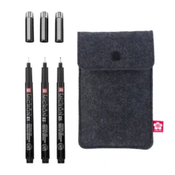 Sakura Pigma Micron Black Edition – 3 st. fineliners #01, 03 och 05 + pennfodral