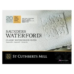Saunders Waterford High White hellimmat akvarellblock GT – 41×31 cm, 20 ark, 300g/m²