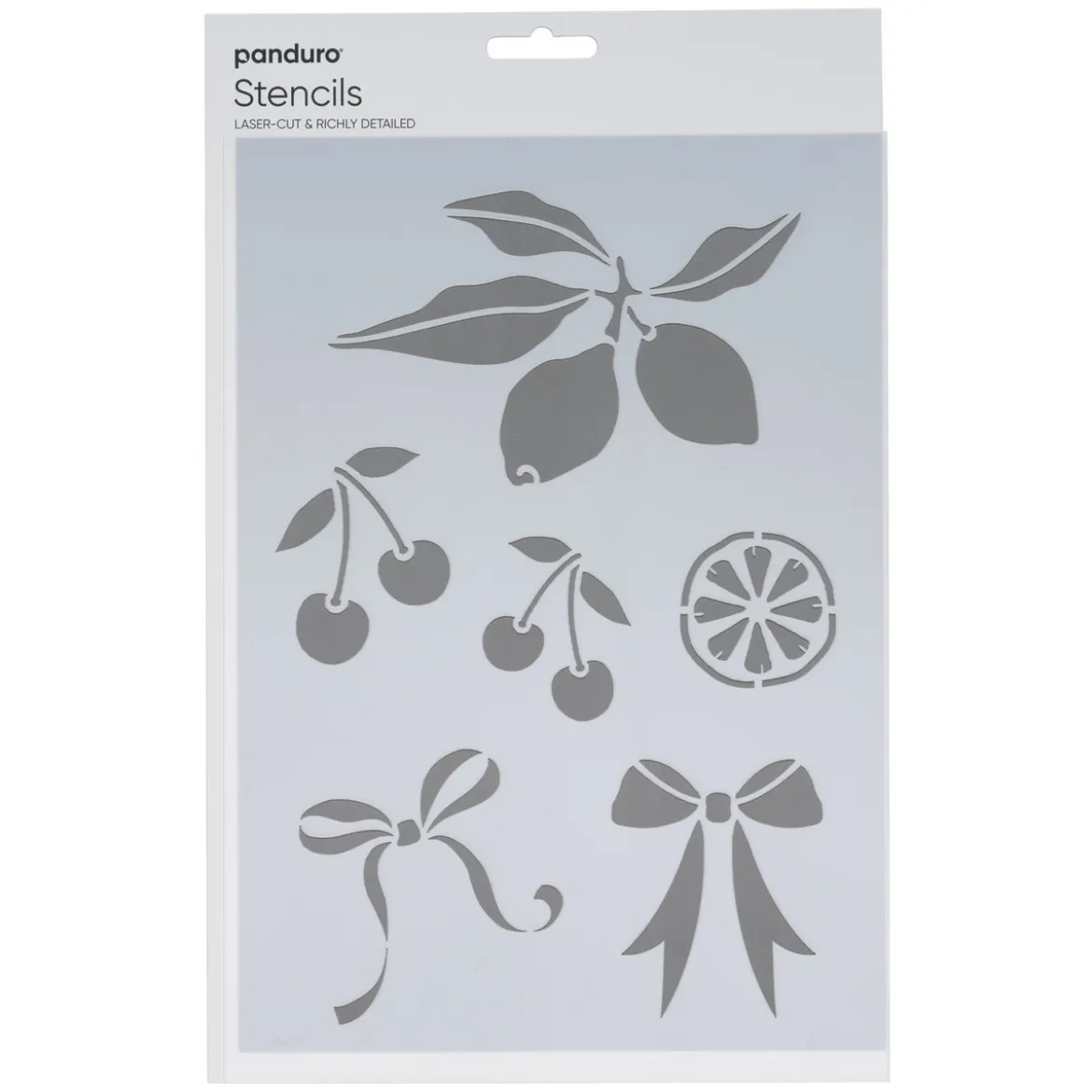 Schablon A4, stencil med frukter & rosetter