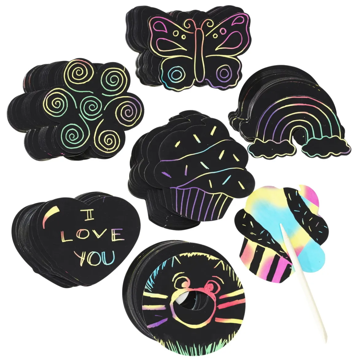 Scratch Fun Rainbow – 120 färgglada motiv för scratch art / skrapkonst!