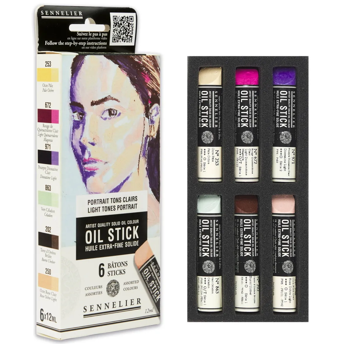Sennelier Oil Stick Mini Light Tones Portrait, 6-pack oljefärgskritor à 12 ml