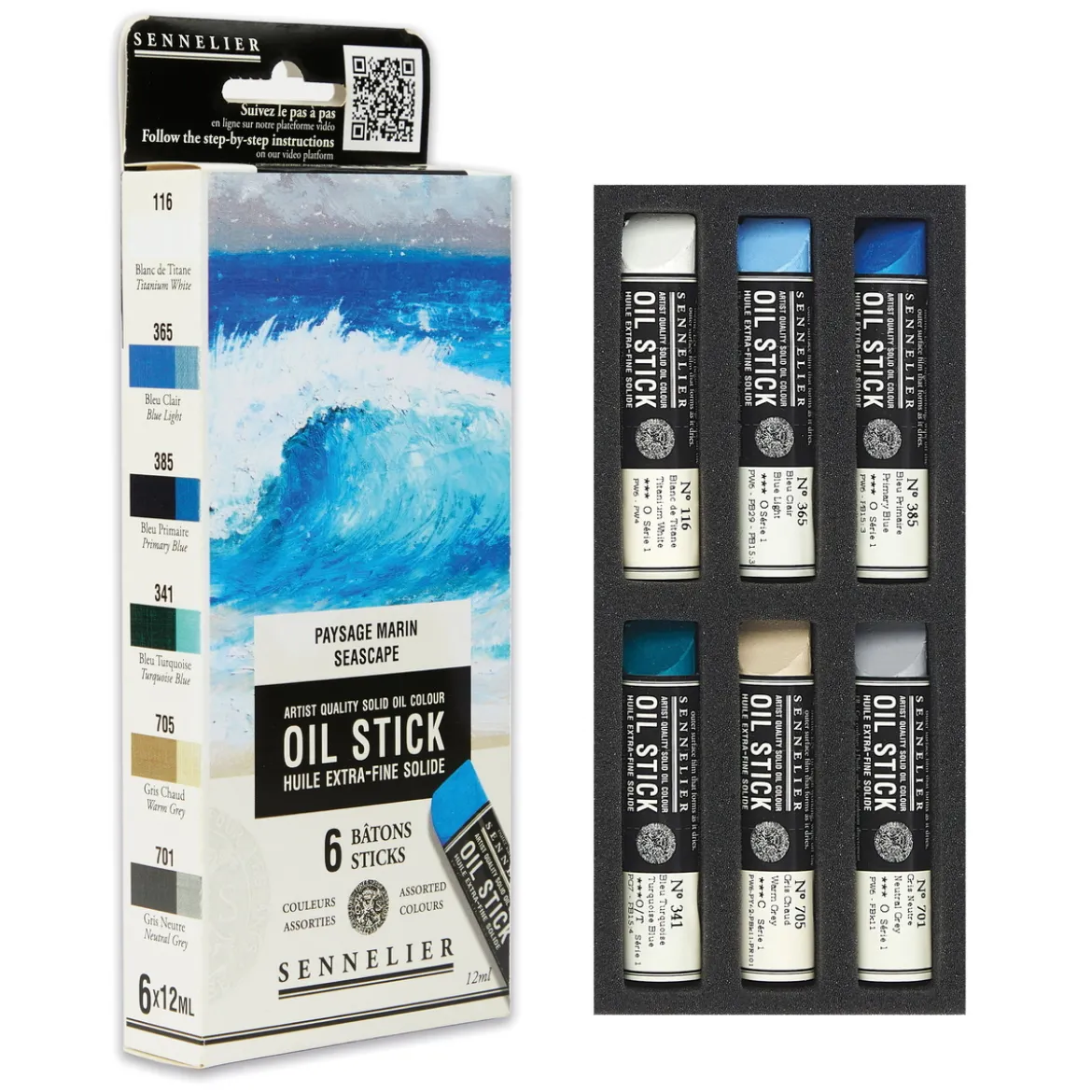 Sennelier Oil Stick Mini Seascape, 6-pack oljefärgskritor à 12 ml