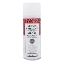 Sennelier Spray Universal Anti-UV Varnish Gloss 375 ml, blank skyddande lack för oljefärg & akrylfärg