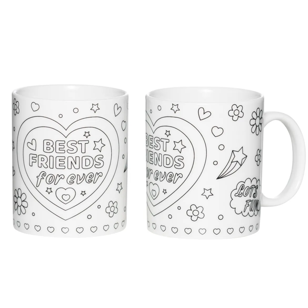 Set med 2 st. omålade muggar – BFF = Best friends forever!