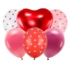 Sex ballonger till alla hjärtans dag & valentines! 5 latexballonger à Ø30 cm, 1 folieballong à Ø50 cm