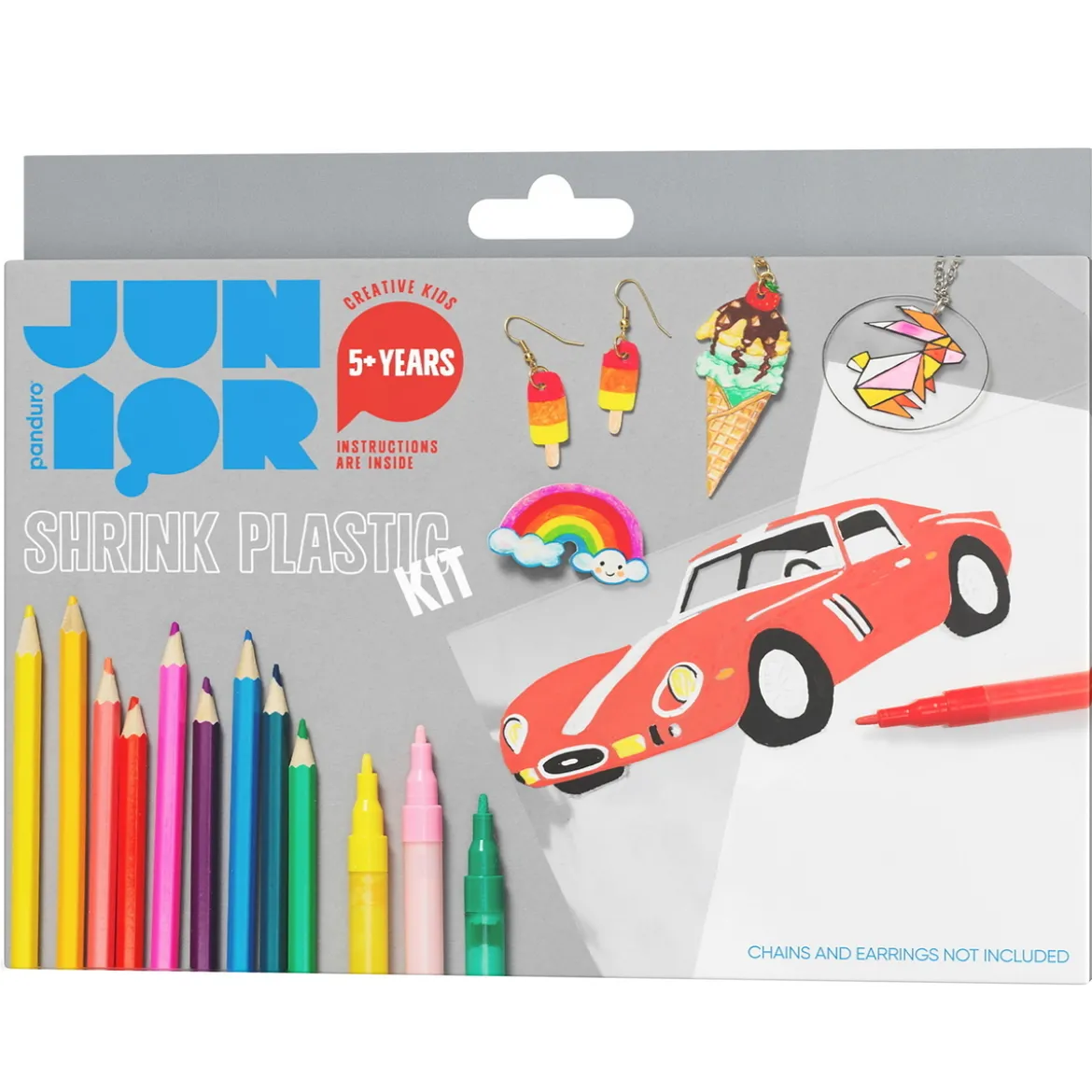 Shrink plastic kit – 10 ark med krympplast, 12 tuschpennor och 24 färgpennor!