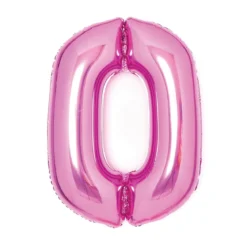 Sifferballong 66 cm hög, rosa metallic siffran 0 – pynta födelsedagskalaset!