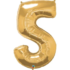 Sifferballong 5 Guld 66 cm