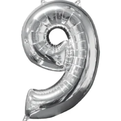 Sifferballong 9 Silver 66 cm