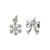 2 silverfärgade hängen charms snöflinga med strass Ø11 mm, rosett 12,5×11 mm