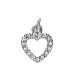 Silverfärgat hänge charm hjärta med strass 10×8 mm