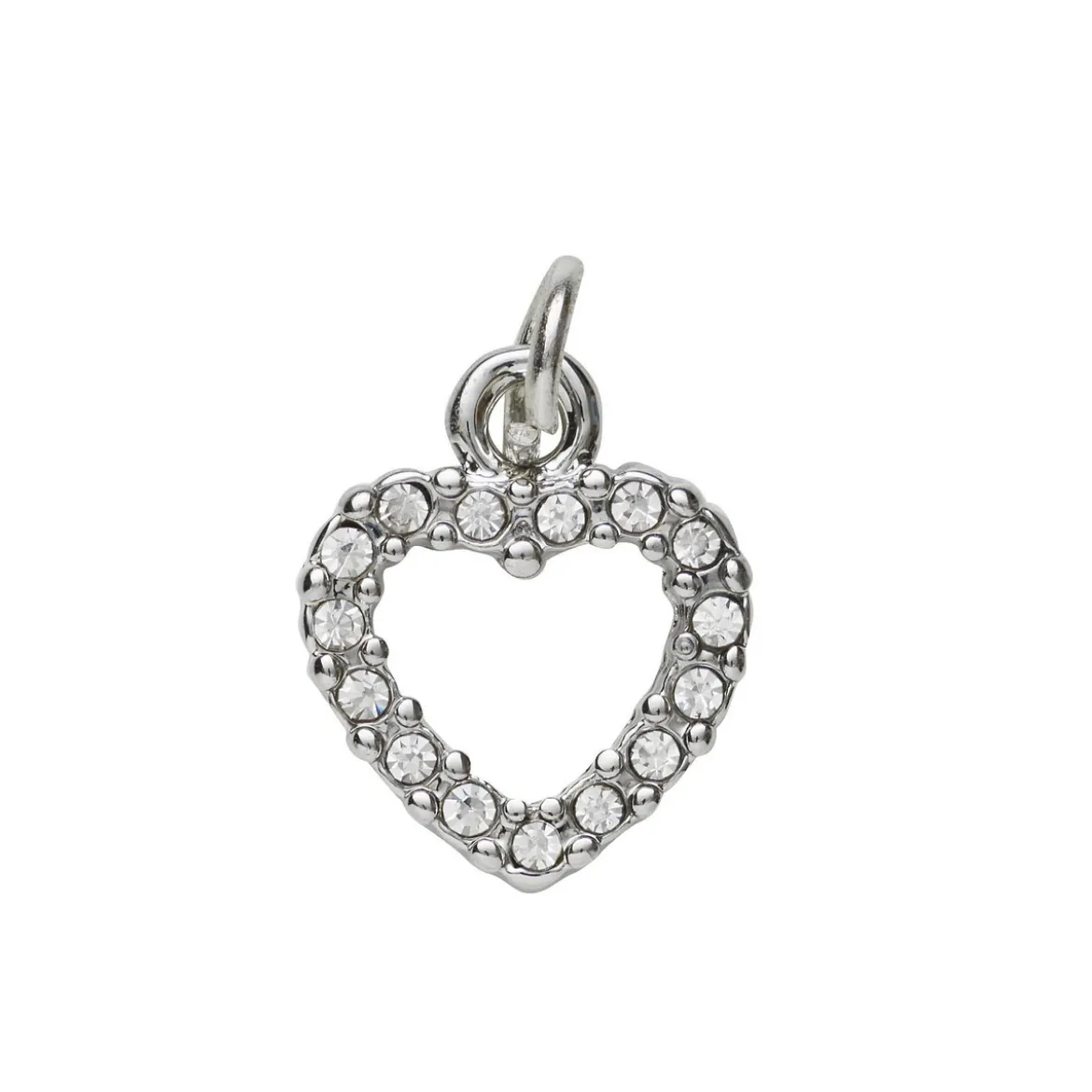 Silverfärgat hänge charm hjärta med strass 10×8 mm