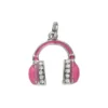 Silverfärgat hänge charm hörlurar med färg & strass 12×15 mm