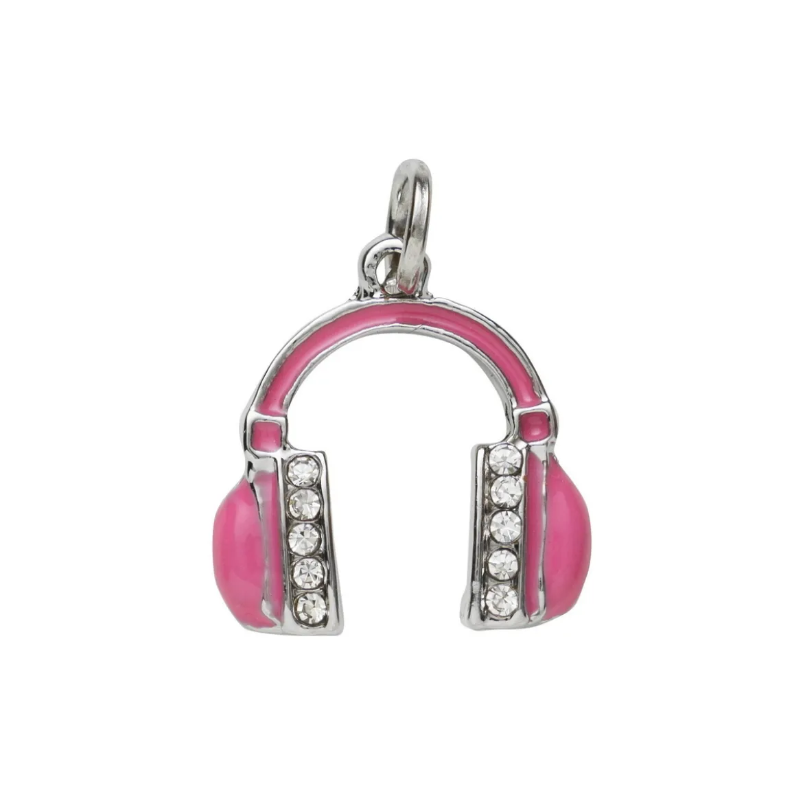Silverfärgat hänge charm hörlurar med färg & strass 12×15 mm