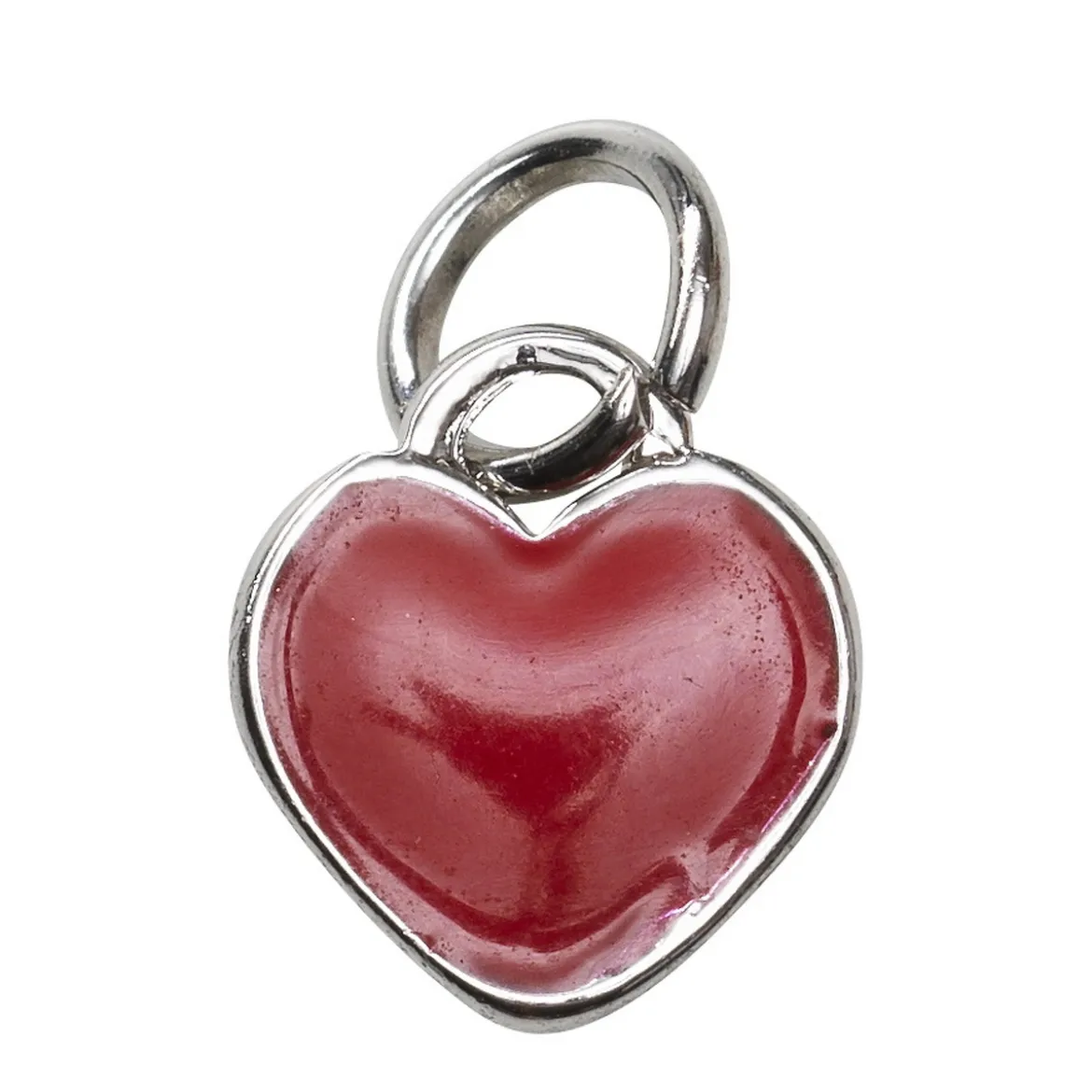 Silverfärgat hänge charm rött hjärta Ø7,5 mm, 3,7 mm djupt