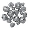 18 silverglittrande bjällror bjällerklockor i mix Ø12, 18 & 25 mm