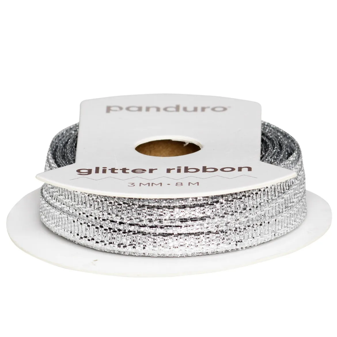 Silvrigt glitterband – 3 mm brett och 8 meter långt