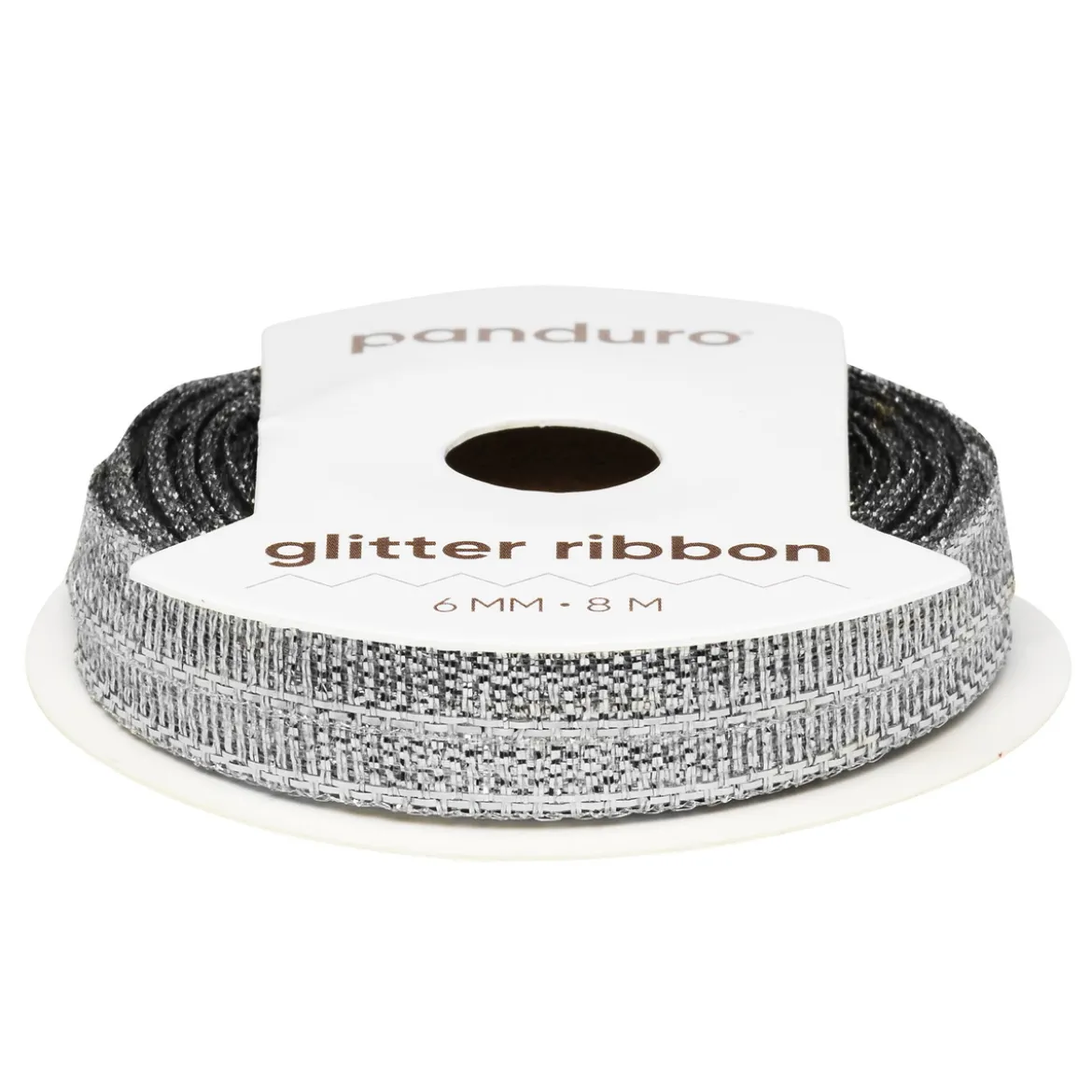 Silvrigt glitterband – 6 mm brett och 8 meter långt
