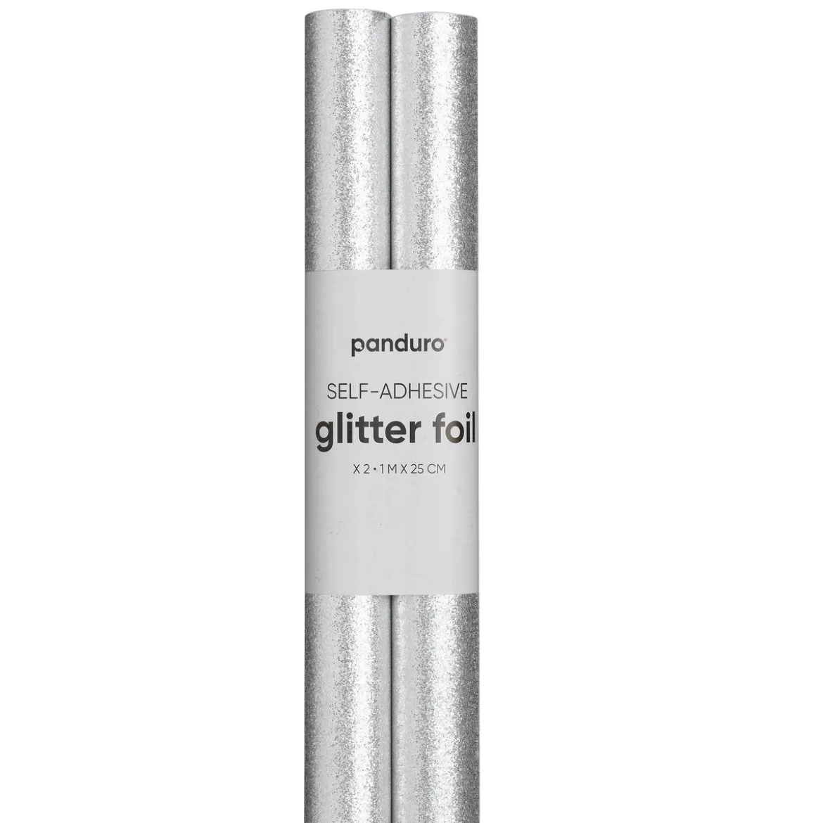 Självhäftande glitterpapper silver, 2 rullar à 25×100 cm
