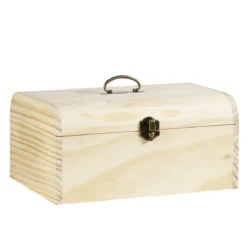 Skattkista, förvaringslåda av trä med välvt lock, 24,2×16×11,4 cm