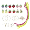 Smyckekit med sött frukt-tema – 3 par örhängen, 3 armband & 12 färgglada charms