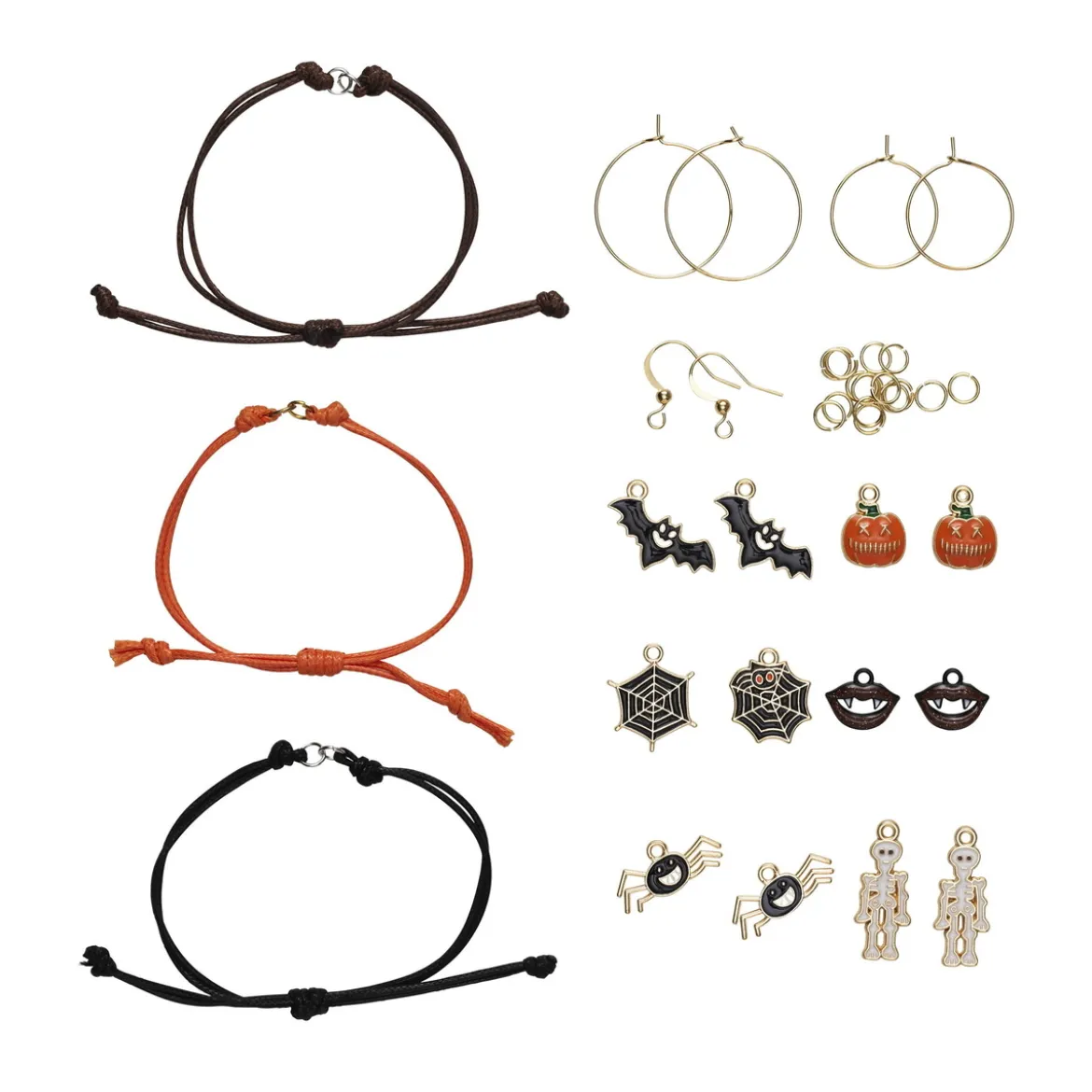 Smyckekit till spooky halloween! – 3 par örhängen, 3 armband & 12 riktigt hemska charms
