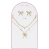 Smyckeset med guldigt rosett-tema, örhängen, armband & halsband