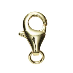 Smyckeslås karbin med ringögla, längd 11 mm – mässing pläterad med 9 karat guld, 1 st.