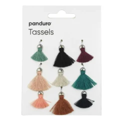 Smycketofsar 9-pack, tassels för smycken & smyckestillverkning i färgmix, L. 12 / 20 mm