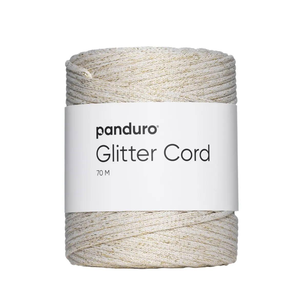 Snöre med glitter, 70 m creme med guldglitter. Ø3 mm