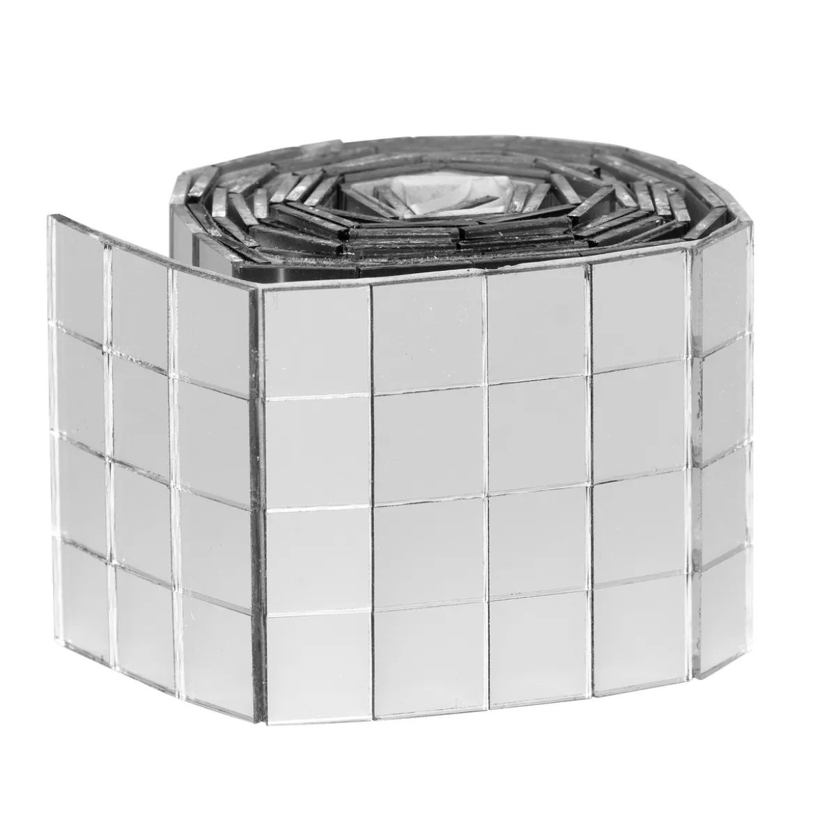 Spegelmosaik av silvrigt glas på rulle, självhäftande, 400 st. 10×10 mm rutor