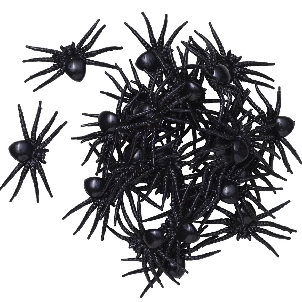 Spindlar i plast till Halloween, 28 st i 3 storlekar – 2×2 / 2,8×3 / 3×4 cm