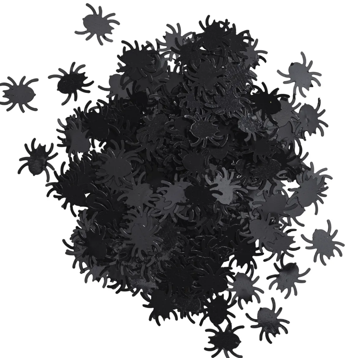 Spindlar till halloween, minst 1000 st. 12×13 mm, konfetti av plast