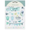 Stickersblock 16 ark Baby Blue – blått baby-tema. 2×8 designer