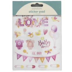 Stickersblock 16 ark Baby Pink – rosa baby-tema. 2×8 designer