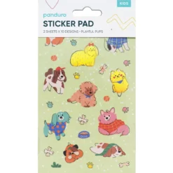 Stickersblock Hundar – 2×10 designer, totalt 20 ark klistermärken med massor av hundar! 10×18 cm