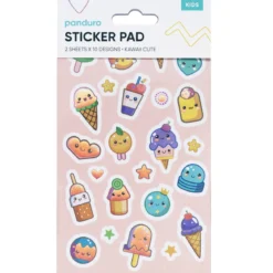 Stickersblock Kawaii – 2×10 designer, totalt 20 ark med supersöta kawaii klistermärken! 10×18 cm