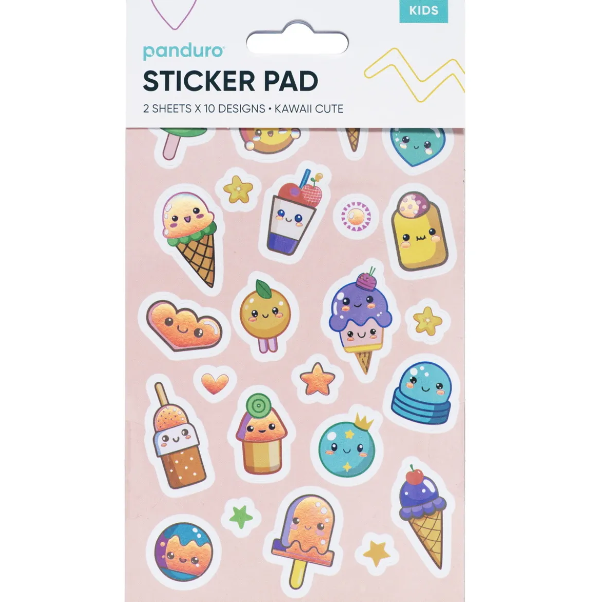 Stickersblock Kawaii – 2×10 designer, totalt 20 ark med supersöta kawaii klistermärken! 10×18 cm