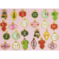 Stickers Jul, 24 julkule-klistermärken med massor av guldmetallic, siffrorna 1–24.15×21 cm ark