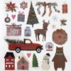 Stickers Jul, klistermärken klassiska julmotiv i rött, grönt och silver, 13×12 cm ark