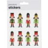 Stickers Jul, klistermärken med tjocka 2 mm nötknäppare guldglitter, 8 st.