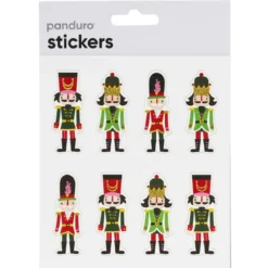 Stickers Jul, klistermärken med tjocka 2 mm nötknäppare guldglitter, 8 st.