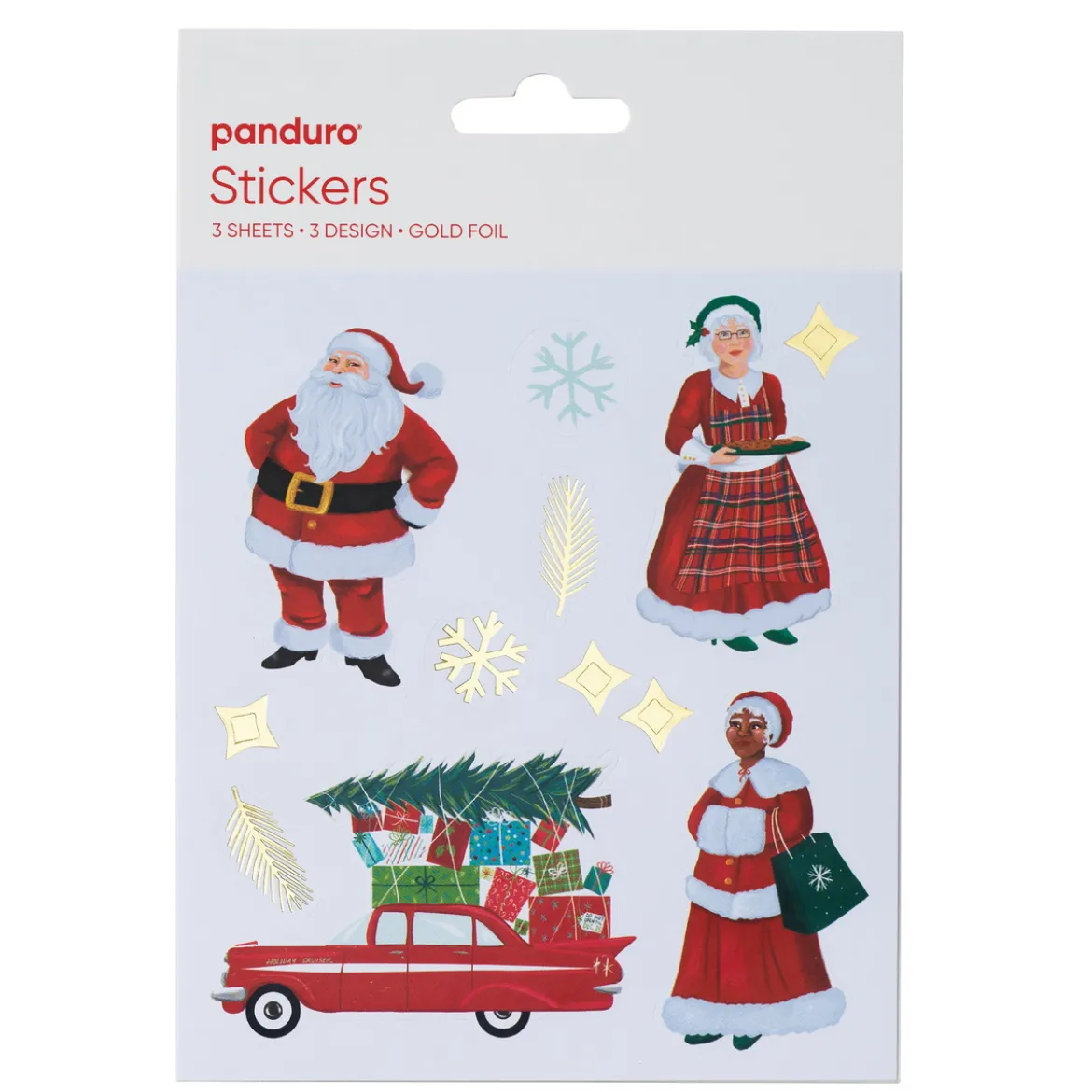 Stickers Jultomtar, juliga klistermärken med olika tomtar, 3 ark, 12×13,5 cm
