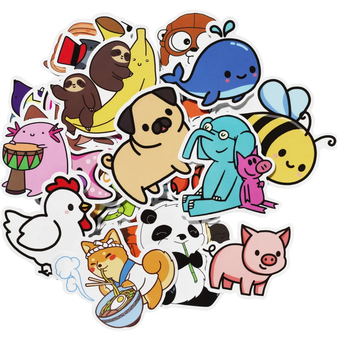 Stickers med söta & knasiga djur som är kawaii! ca 50 roliga klistermärken