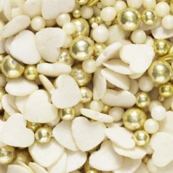 Strösselmix 40g Guld – små & stora guldkulor och ljusa hjärtan