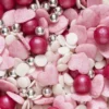 Strösselmix 40g Rosa – silverkulor, röda kulor och rosa hjärtan
