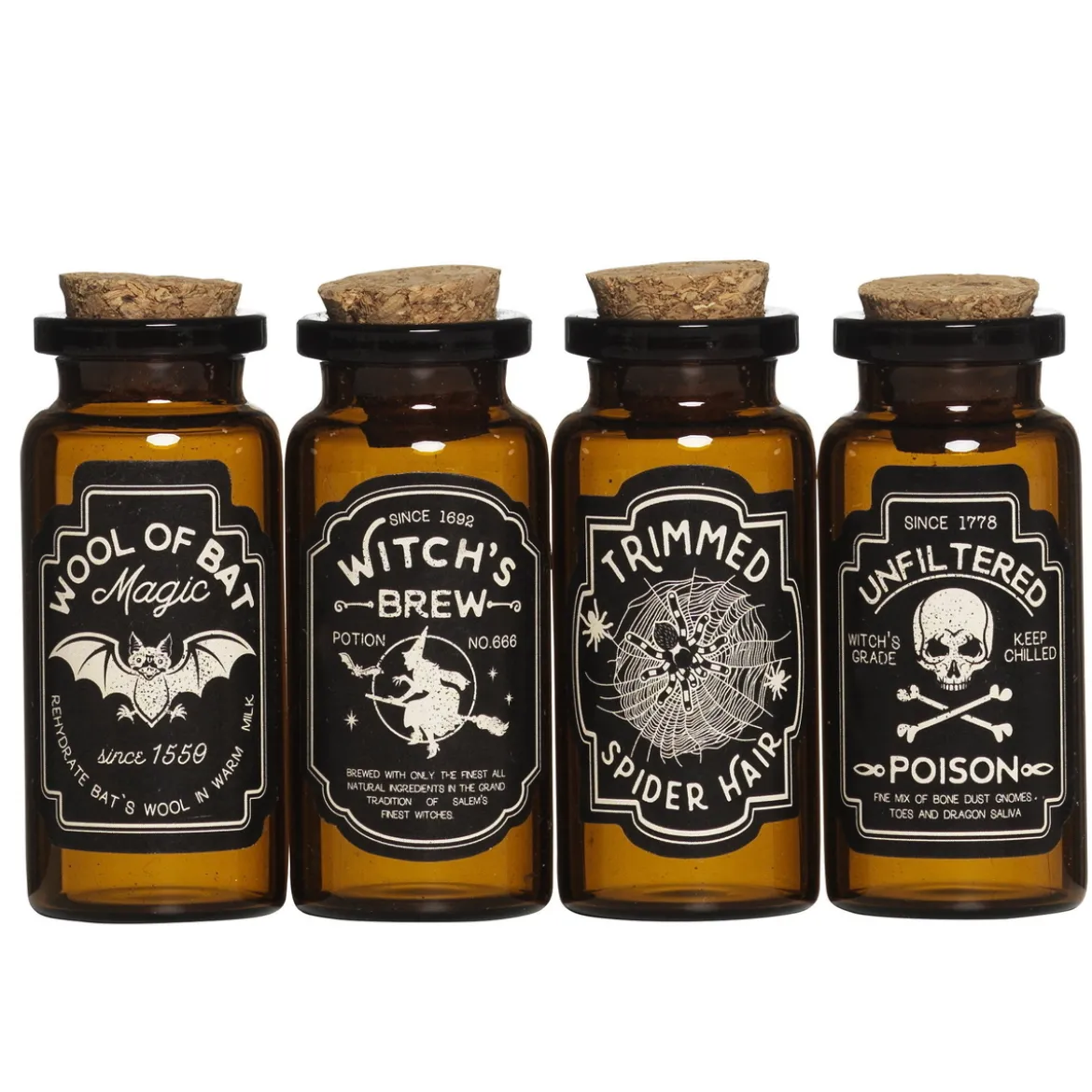 4 st. små korkförsedda glasflaskor / vialer – 40 ml